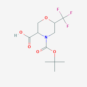 molecular formula C11H16F3NO5 B13492341 4-[(Tert-butoxy)carbonyl]-6-(trifluoromethyl)morpholine-3-carboxylic acid 
