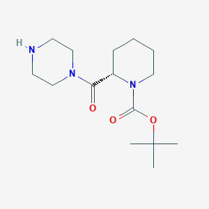 molecular formula C15H27N3O3 B13492759 tert-butyl (2S)-2-(piperazine-1-carbonyl)piperidine-1-carboxylate 