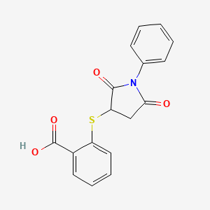 molecular formula C17H13NO4S B1349281 2-(2,5-二氧代-1-苯基-吡咯烷-3-基硫烷基)-苯甲酸 CAS No. 301229-04-9