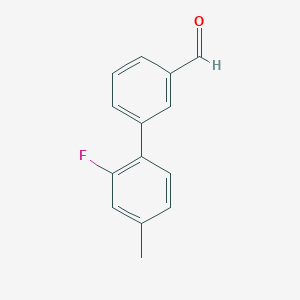 molecular formula C14H11FO B13492976 2'-Fluoro-4'-methyl-[1,1'-biphenyl]-3-carbaldehyde 