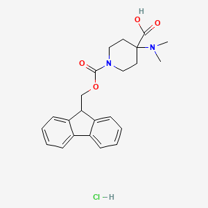 molecular formula C23H27ClN2O4 B13493014 4-(dimethylamino)-1-{[(9H-fluoren-9-yl)methoxy]carbonyl}piperidine-4-carboxylic acid hydrochloride 
