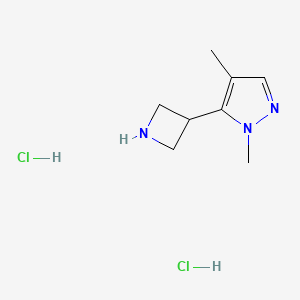 molecular formula C8H15Cl2N3 B13493158 5-(azetidin-3-yl)-1,4-dimethyl-1H-pyrazole dihydrochloride 