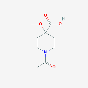 molecular formula C9H15NO4 B13493216 1-Acetyl-4-methoxy-4-piperidinecarboxylic acid 