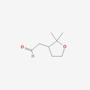 molecular formula C8H14O2 B13493549 2-(2,2-Dimethyloxolan-3-yl)acetaldehyde 