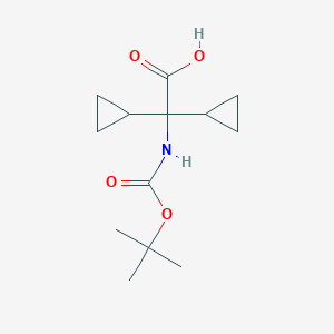 molecular formula C13H21NO4 B13493864 2-{[(Tert-butoxy)carbonyl]amino}-2,2-dicyclopropylacetic acid 