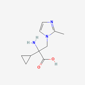 molecular formula C10H15N3O2 B13494364 2-Amino-2-cyclopropyl-3-(2-methyl-1h-imidazol-1-yl)propanoic acid 