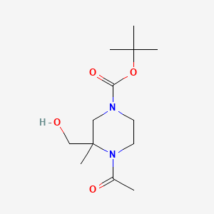 molecular formula C13H24N2O4 B13494427 Tert-butyl 4-acetyl-3-(hydroxymethyl)-3-methyl-piperazine-1-carboxylate 