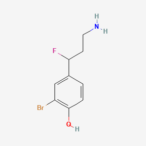 molecular formula C9H11BrFNO B13494599 4-(3-Amino-1-fluoropropyl)-2-bromophenol 