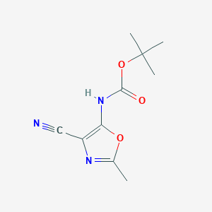 molecular formula C10H13N3O3 B13494616 tert-Butyl (4-cyano-2-methyloxazol-5-yl)carbamate 