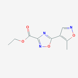 molecular formula C9H9N3O4 B13494654 Ethyl 5-(5-methylisoxazol-4-yl)-1,2,4-oxadiazole-3-carboxylate 