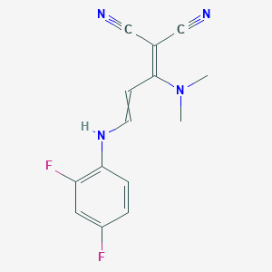 molecular formula C14H12F2N4 B1349482 2-[3-(2,4-Difluoroanilino)-1-(dimethylamino)prop-2-enylidene]propanedinitrile 