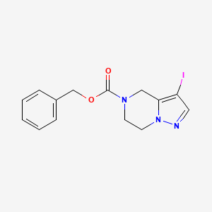 molecular formula C14H14IN3O2 B13494853 benzyl 3-iodo-6,7-dihydropyrazolo[1,5-a]pyrazine-5(4H)-carboxylate 