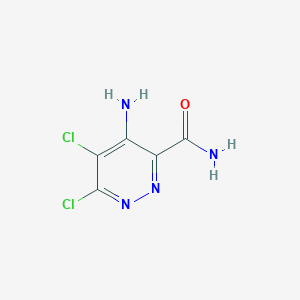 molecular formula C5H4Cl2N4O B13494904 4-Amino-5,6-dichloropyridazine-3-carboxamide 