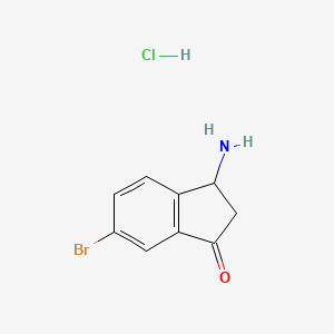 molecular formula C9H9BrClNO B13494918 3-amino-6-bromo-2,3-dihydro-1H-inden-1-one hydrochloride 