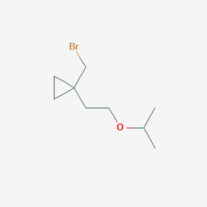 molecular formula C9H17BrO B13494934 1-(Bromomethyl)-1-(2-isopropoxyethyl)cyclopropane 