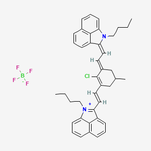 molecular formula C41H42BClF4N2 B13494994 2-butyl-3-[(1E)-2-[(3E)-3-{2-[(3E)-2-butyl-2-azatricyclo[6.3.1.0^{4,12}]dodeca-1(12),4,6,8,10-pentaen-3-ylidene]ethylidene}-2-chloro-5-methylcyclohex-1-en-1-yl]ethenyl]-2-azatricyclo[6.3.1.0^{4,12}]dodeca-1(11),2,4(12),5,7,9-hexaen-2-ium; tetrafluoroboranuide 