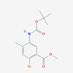 molecular formula C14H18BrNO4 B13495239 Methyl 2-bromo-5-((tert-butoxycarbonyl)amino)-4-methylbenzoate 