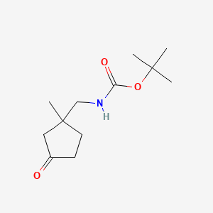 molecular formula C12H21NO3 B13495253 tert-butyl N-[(1-methyl-3-oxocyclopentyl)methyl]carbamate 