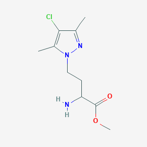 molecular formula C10H16ClN3O2 B13495304 Methyl 2-amino-4-(4-chloro-3,5-dimethyl-1h-pyrazol-1-yl)butanoate 