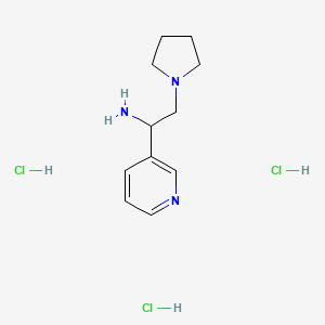 molecular formula C11H20Cl3N3 B13495410 1-(Pyridin-3-yl)-2-(pyrrolidin-1-yl)ethan-1-amine trihydrochloride 