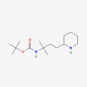 molecular formula C15H30N2O2 B13495496 tert-butyl N-[2-methyl-4-(piperidin-2-yl)butan-2-yl]carbamate 