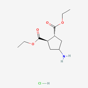 molecular formula C11H20ClNO4 B13495706 rac-1,2-diethyl (1R,2R)-4-aminocyclopentane-1,2-dicarboxylate hydrochloride 