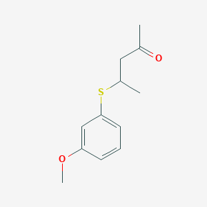 molecular formula C12H16O2S B13495786 4-((3-Methoxyphenyl)thio)pentan-2-one 