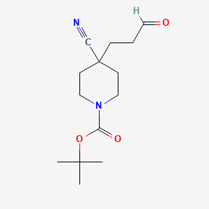 molecular formula C14H22N2O3 B13495808 Tert-butyl 4-cyano-4-(3-oxopropyl)piperidine-1-carboxylate 