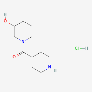 molecular formula C11H21ClN2O2 B13495888 1-(Piperidine-4-carbonyl)piperidin-3-ol hydrochloride 