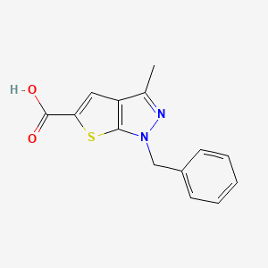 molecular formula C14H12N2O2S B1349592 1-Benzyl-3-methyl-1H-thieno[2,3-c]pyrazole-5-carboxylic acid CAS No. 565171-09-7