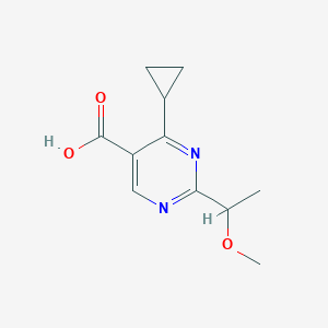 molecular formula C11H14N2O3 B13495929 4-Cyclopropyl-2-(1-methoxyethyl)pyrimidine-5-carboxylic acid 