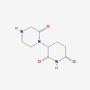 molecular formula C9H13N3O3 B13495937 3-(2-Oxopiperazin-1-yl)piperidine-2,6-dione 