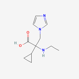 molecular formula C11H17N3O2 B13496079 2-Cyclopropyl-2-(ethylamino)-3-(1h-imidazol-1-yl)propanoic acid 
