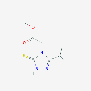 molecular formula C8H13N3O2S B13496176 Methyl 2-(3-isopropyl-5-mercapto-4h-1,2,4-triazol-4-yl)acetate 