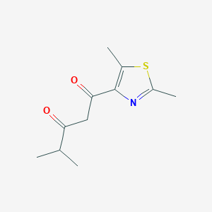 molecular formula C11H15NO2S B13496253 1-(2,5-Dimethylthiazol-4-yl)-4-methylpentane-1,3-dione 