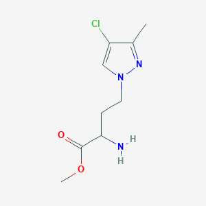 molecular formula C9H14ClN3O2 B13496301 Methyl 2-amino-4-(4-chloro-3-methyl-1h-pyrazol-1-yl)butanoate 