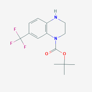 molecular formula C14H17F3N2O2 B13496363 Tert-butyl 7-(trifluoromethyl)-1,2,3,4-tetrahydroquinoxaline-1-carboxylate 