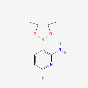 molecular formula C11H16BFN2O2 B13496424 6-Fluoro-3-(4,4,5,5-tetramethyl-1,3,2-dioxaborolan-2-yl)pyridin-2-amine 