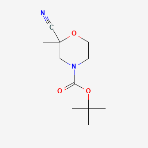 molecular formula C11H18N2O3 B13496445 Tert-butyl 2-cyano-2-methylmorpholine-4-carboxylate 