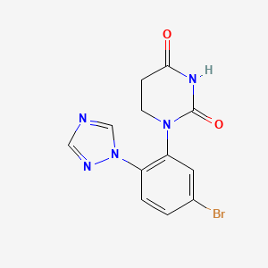 molecular formula C12H10BrN5O2 B13496543 1-[5-Bromo-2-(1,2,4-triazol-1-yl)phenyl]hexahydropyrimidine-2,4-dione 