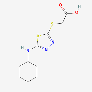 molecular formula C10H15N3O2S2 B1349656 {[5-(Cyclohexylamino)-1,3,4-thiadiazol-2-yl]thio}acetic acid CAS No. 68161-57-9