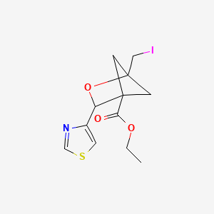 molecular formula C12H14INO3S B13496564 Ethyl 1-(iodomethyl)-3-(thiazol-4-yl)-2-oxabicyclo[2.1.1]hexane-4-carboxylate 