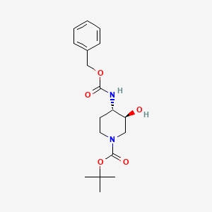 molecular formula C18H26N2O5 B13496709 trans-4-Benzyloxycarbonylamino-3-hydroxy-piperidine-1-carboxylic acid tert-butyl ester 