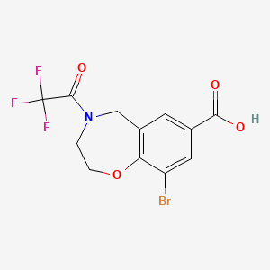 molecular formula C12H9BrF3NO4 B13496713 9-bromo-4-(2,2,2-trifluoroacetyl)-3,5-dihydro-2H-1,4-benzoxazepine-7-carboxylic acid 