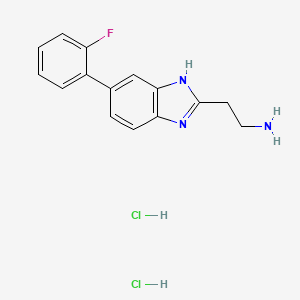 molecular formula C15H16Cl2FN3 B13496777 2-[5-(2-fluorophenyl)-1H-1,3-benzodiazol-2-yl]ethan-1-amine dihydrochloride 