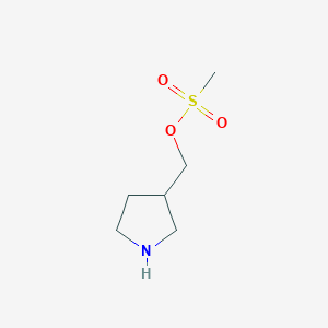 molecular formula C6H13NO3S B13496964 Methanesulfonic acid pyrrolidin-3-ylmethyl ester 