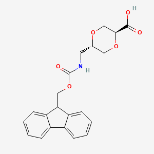 molecular formula C21H21NO6 B13497159 rac-(2R,5R)-5-[({[(9H-fluoren-9-yl)methoxy]carbonyl}amino)methyl]-1,4-dioxane-2-carboxylic acid 