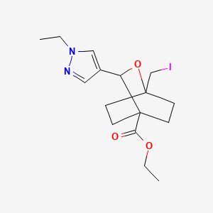 molecular formula C16H23IN2O3 B13497264 ethyl 3-(1-ethyl-1H-pyrazol-4-yl)-1-(iodomethyl)-2-oxabicyclo[2.2.2]octane-4-carboxylate 