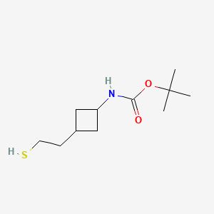 molecular formula C11H21NO2S B13497343 tert-Butyl (3-(2-mercaptoethyl)cyclobutyl)carbamate 