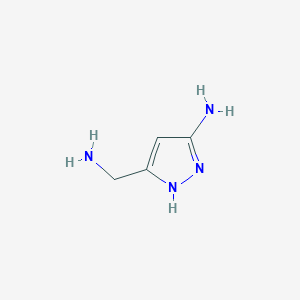molecular formula C4H8N4 B13497436 5-(aminomethyl)-1H-pyrazol-3-amine 